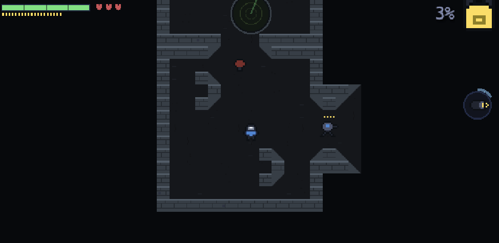 The last lit room before the dark, torch battery at 3 percent, an enemy approaching from the side passage
