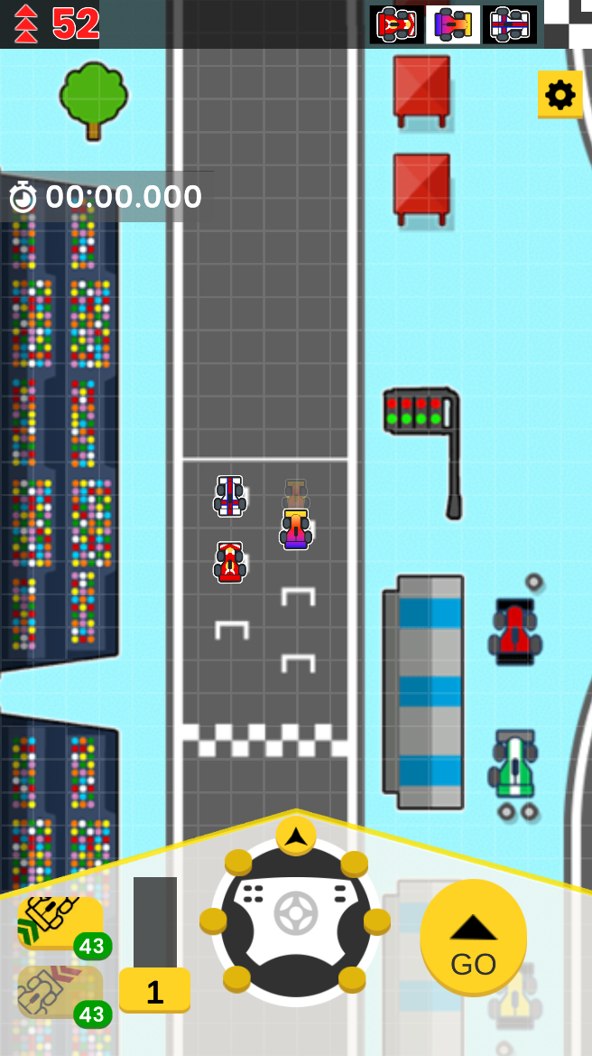 GPixel strategic racing gameplay on pixel grid